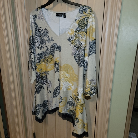 Womens plus sz 2X Attitudes by Renee like new longer sheer hem Shirt - Picture 6 of 7